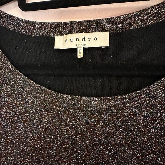 Sandro Short Sleeve Sparkle Mini Dress Multicolor R0219H-Mult - Picture 2 of 7